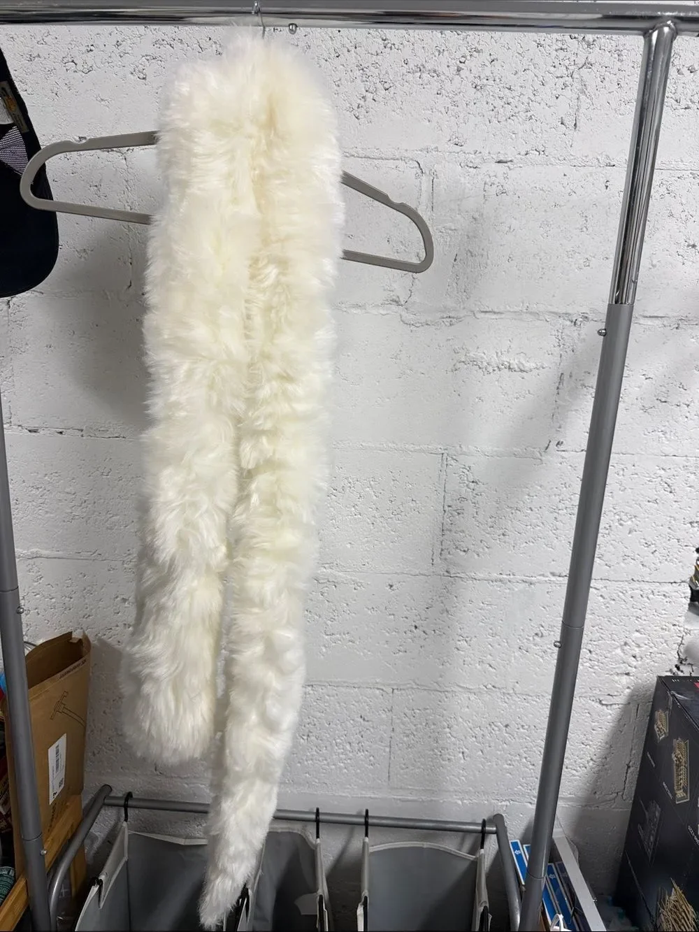 White Faux Fur Scarf - Cozy Home Accent or Winter Scarf - BRAND NEW
